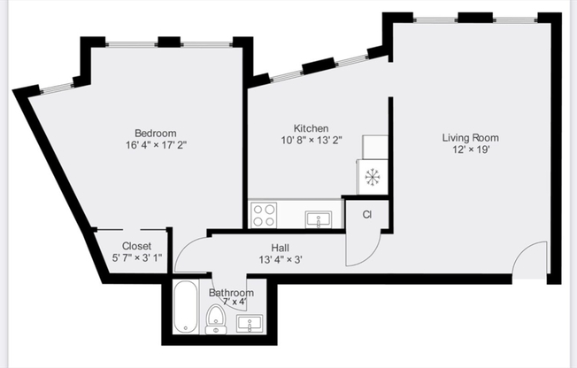 1 bed, 1 bath, 619 sqft, $2,100, Unit 6