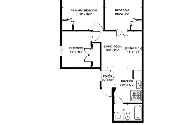 3 beds, 1 bath, $3,150, Unit 2A