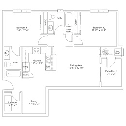 2 beds, 2 baths, 1,014 sqft, $1,683