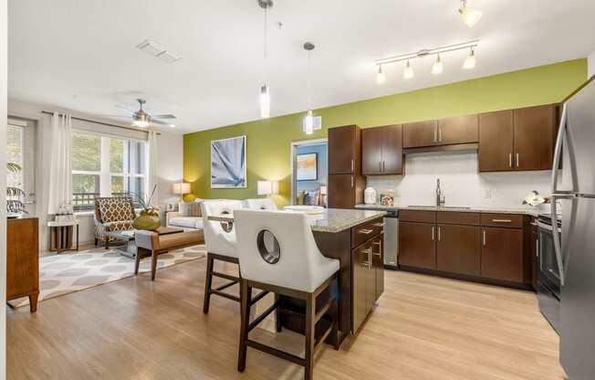 the preserve at ballantyne commons apartment kitchen and living room