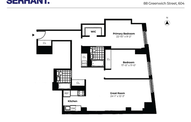 2 beds, 2 baths, 1,213 sqft, $7,000, Unit 604