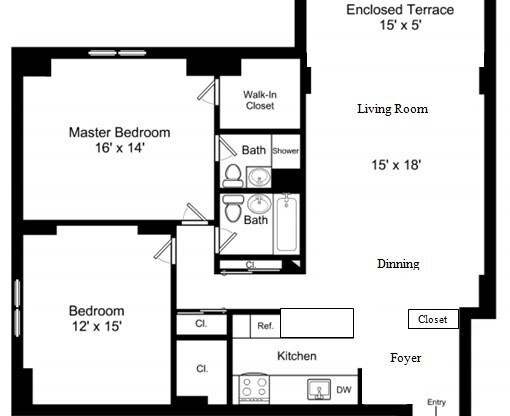 2 beds, 2 baths, 1,282 sqft, $4,200, Unit 4E