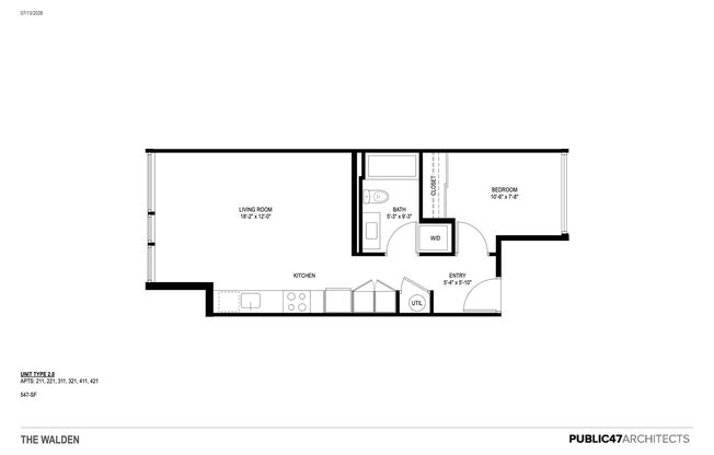 1 bed, 1 bath, 485 sqft, $1,750, Unit Unit 201