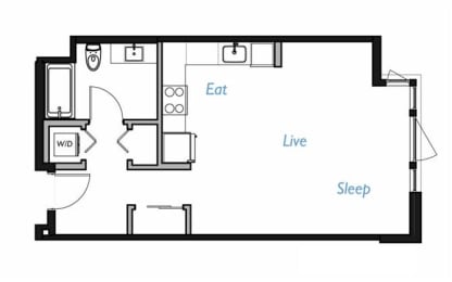 Studio, 1 bath, 557 sqft, $2,696