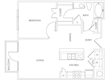 1 bed, 1 bath, 684 sqft, $1,109