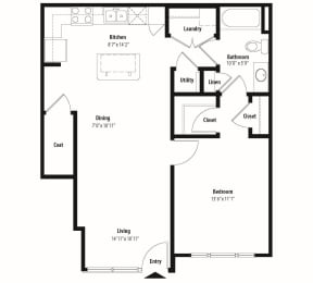 1 bed, 1 bath, 760 sqft, $1,291