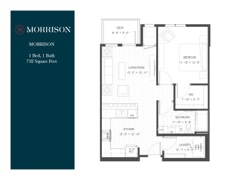 1 bed, 1 bath, 732 sqft, $1,630