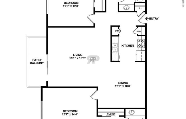 2 beds, 2 baths, 1,025 sqft, $1,030