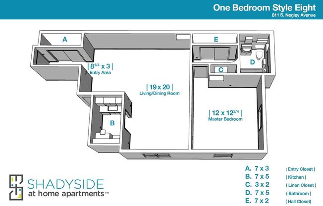 1 bed, 1 bath, 625 sqft, $1,445, Unit N308