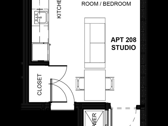 Studio, 1 bath, 408 sqft, $1,250