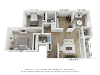 2 beds, 2 baths, 1,065 sqft, $1,674