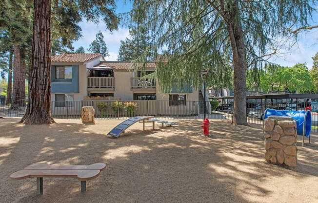 Community Dog Park with Agility Equipment at Creek 2645 Apartments in Sacramento, CA.
