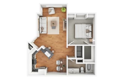1 bed, 1 bath, 747 sqft, $1,369