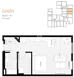 Studio, 1 bath, 515 sqft, $1,333