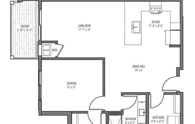 1 bed, 1 bath, 875 sqft, $1,595, Unit 203