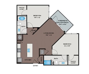 2 beds, 2 baths, 1,036 sqft, $2,025