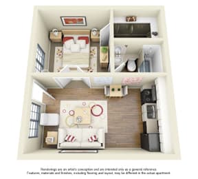 1 bed, 1 bath, 418 sqft, $727