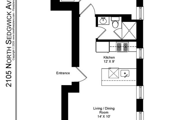 1 bed, 1 bath, 575 sqft, $2,595, Unit 2105-1