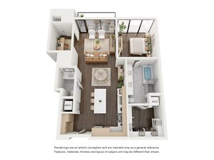 1 bed, 1.5 baths, 1,049 sqft, $4,670
