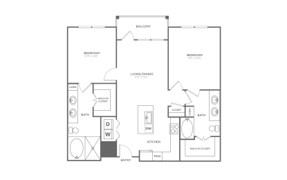 2 beds, 2 baths, 1,099 sqft, $1,950