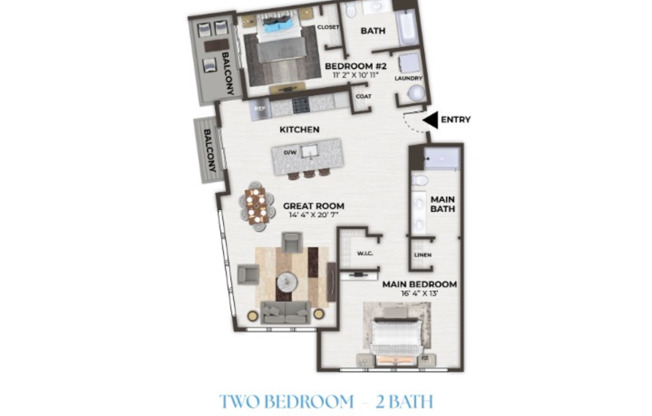 2 beds, 2 baths, 1,358 sqft, $3,852, Unit 1302