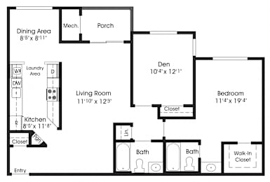 1 bed, 2 baths, 995 sqft, $2,075