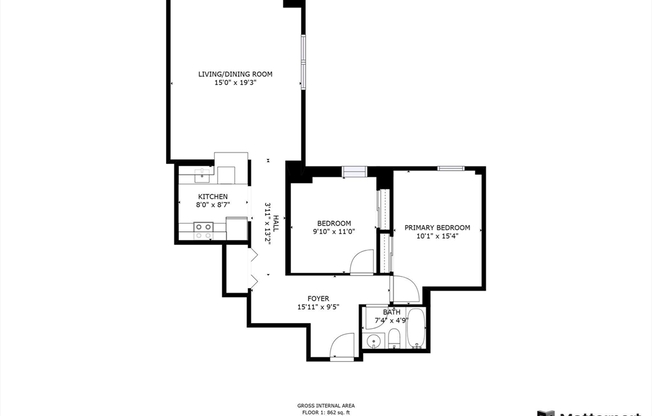 2 beds, 1 bath, 854 sqft, $3,600, Unit 4-G