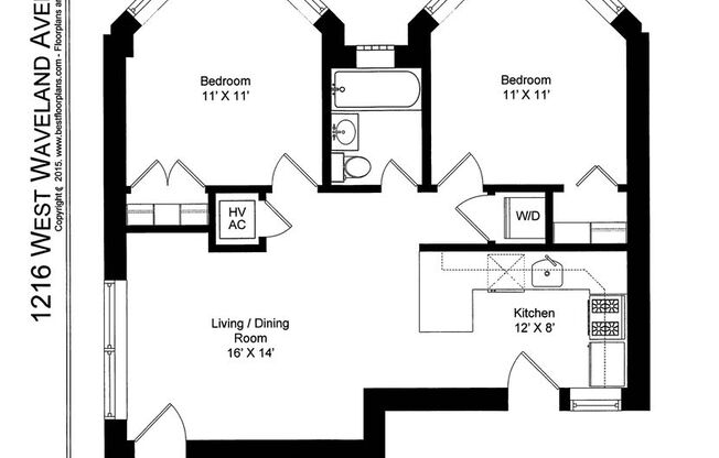 2 beds, 1 bath, 645 sqft, $2,795, Unit 1216WAV2