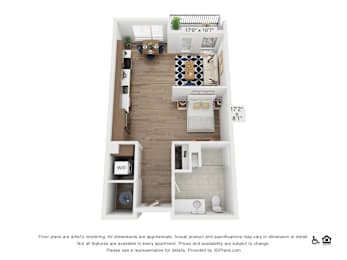 Studio, 1 bath, 526 sqft, $1,794