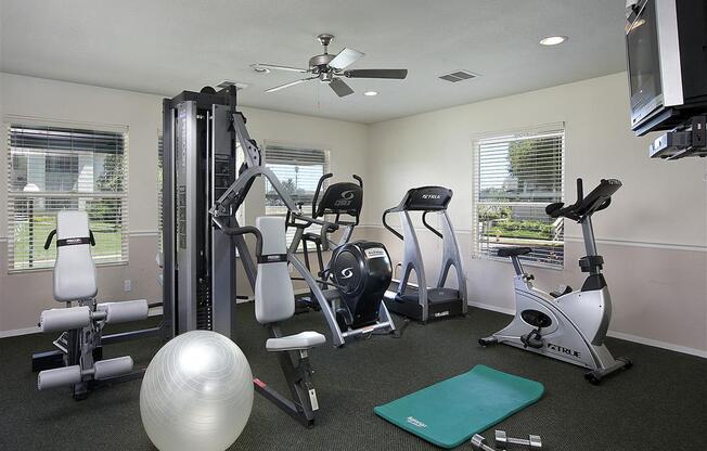 Fitness Center With Modern Equipment, at Oceanwood Apartments, California