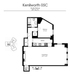 Studio, 1 bath, 891 sqft, $1,332