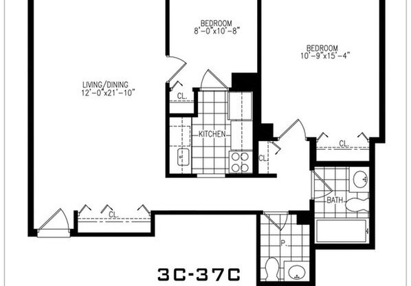 2 beds, 1.5 baths, $6,500, Unit 37C