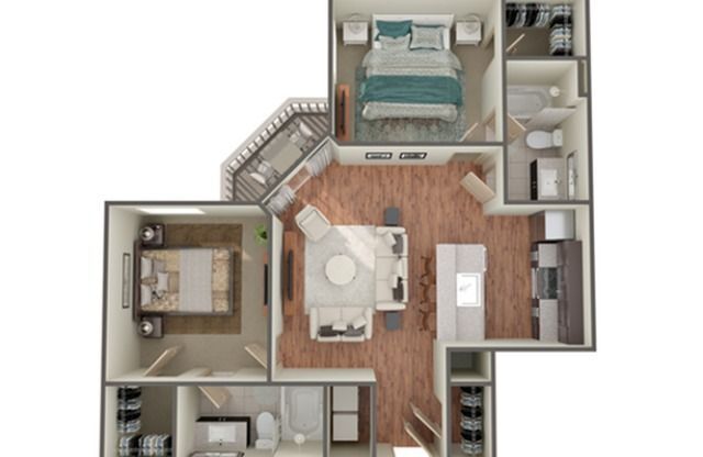 2 beds, 2 baths, 950 sqft, $1,664
