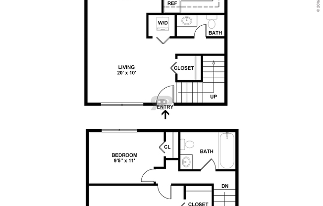 2 beds, 1.5 baths, 1,050 sqft, $997