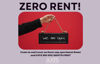 A hand holding a sign that says "We Are Open" and "Zero Rent!"