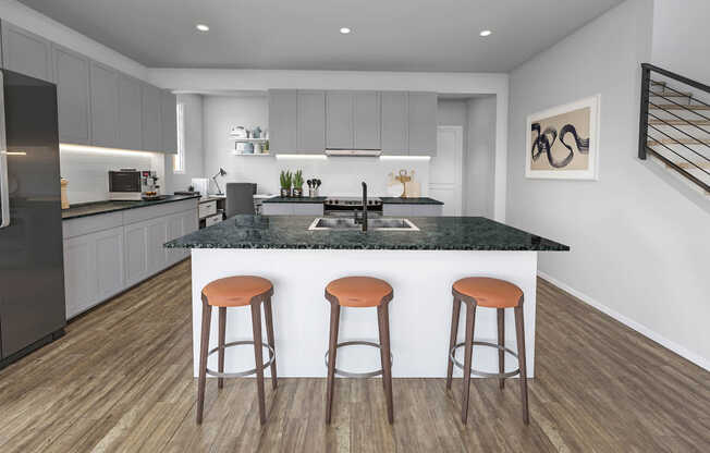 Kitchen with Stainless Steel Appliances and Breakfast Bar