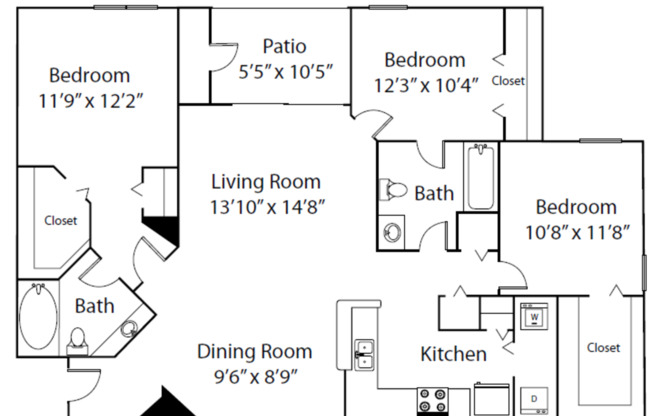 3 beds, 2 baths, 1,283 sqft, $2,432