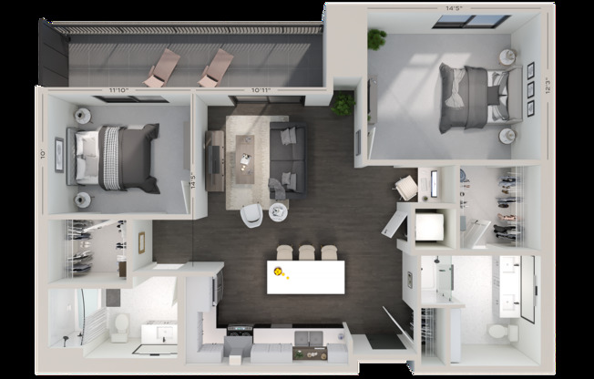 2 beds, 2 baths, 1,088 sqft, $3,250, Unit 717