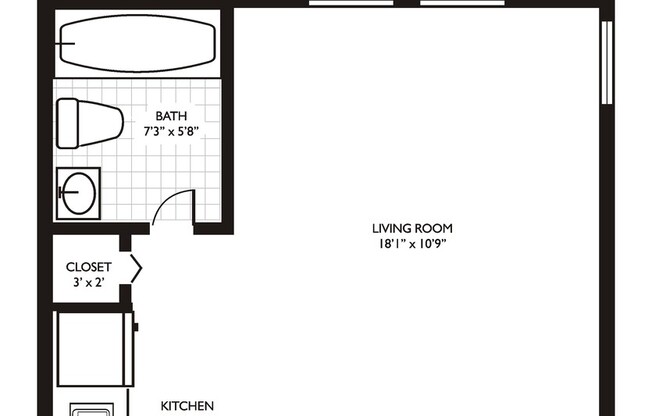 Studio, 1 bath, 250 sqft, $1,295, Unit 7456-3D