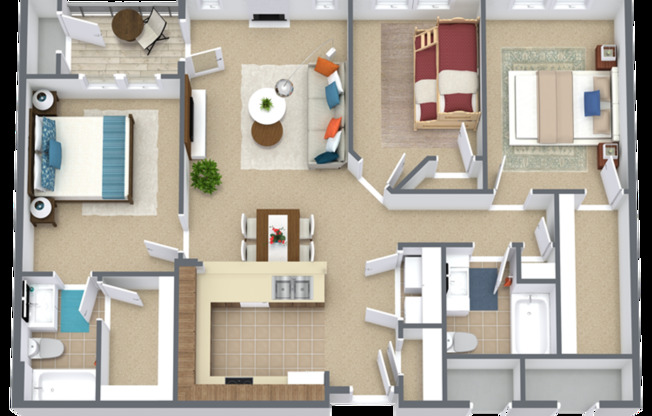 3 beds, 2 baths, 1,198 sqft, $1,550, Unit 815 - 103