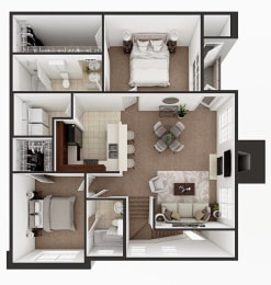 2 beds, 2 baths, 1,073 sqft, $1,171