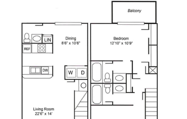 2 beds, 2.5 baths, 1,314 sqft, $1,200