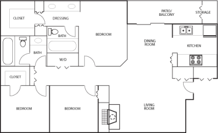 3 beds, 2 baths, 1,118 sqft, $1,323