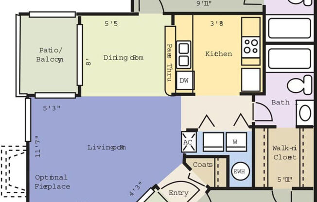 2 beds, 2 baths, 950 sqft, $1,627