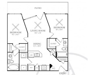 2 beds, 2 baths, 1,024 sqft, $1,792