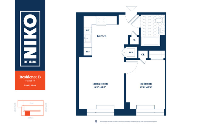 1 bed, 1 bath, 582 sqft, $4,075, Unit 8B