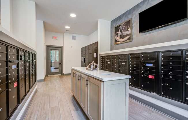 a look at the mail room at the avenues of north decatur at Century University City, Charlotte, NC