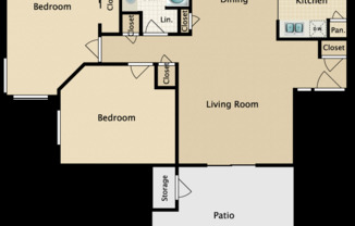 2 beds, 1 bath, $1,443, Unit 69-225