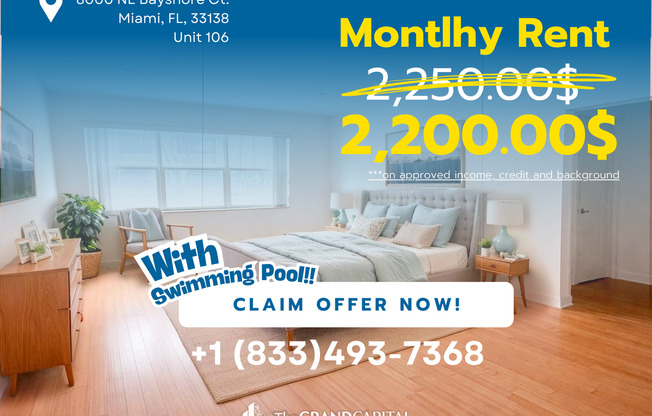 2 beds, 1 bath, 700 sqft, $2,200, Unit 106