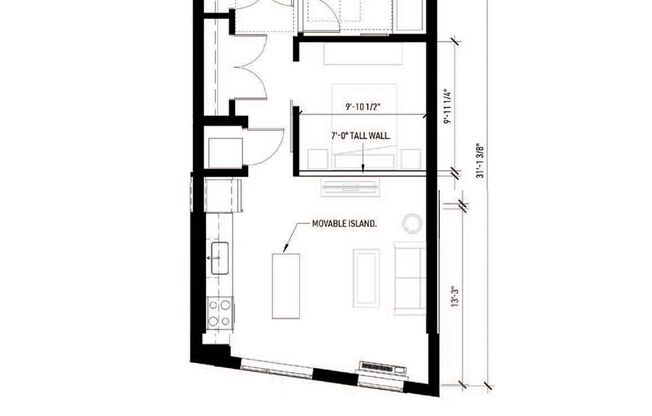 1 bed, 1 bath, 544 sqft, $1,360, Unit 707